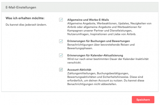 Airbnb E-Mails abschalten